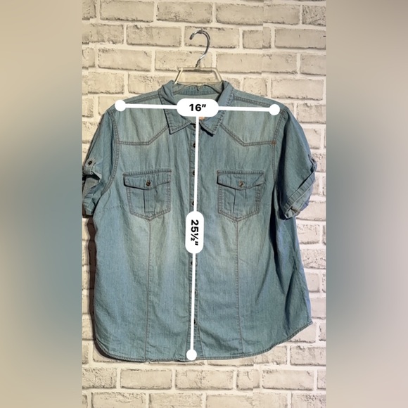 2 for $10 Denim shabby Chic button down blouse - Picture 2 of 6